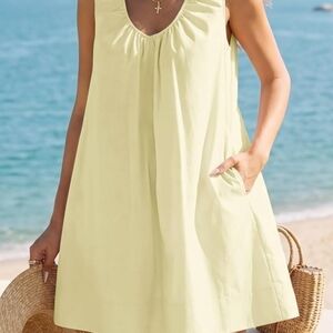 Sleeveless Light Yellow Swim Cover-Up Sundress
